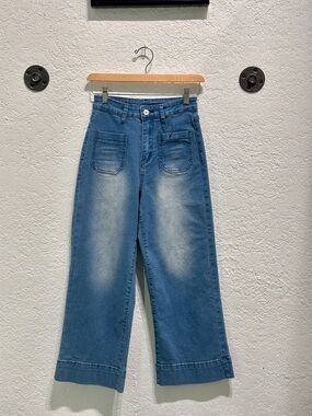 Women’s Wide-Leg cropped Blue Denim Jeans